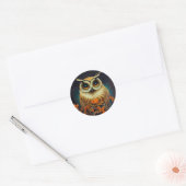 Autumn Owl Ronde Sticker (Envelop)