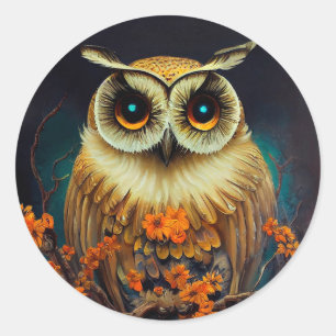 Autumn Owl Ronde Sticker
