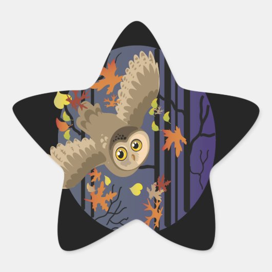 Autumn Owl Ster Sticker (Voorkant)