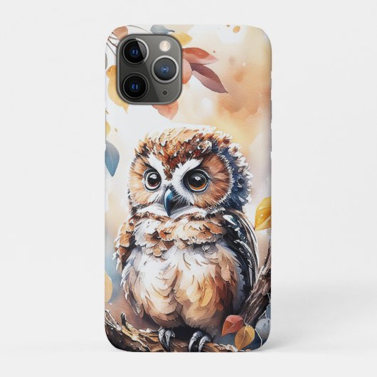 Autumn Owl Waterverf Illustratie Case-Mate iPhone Case (Achterkant)