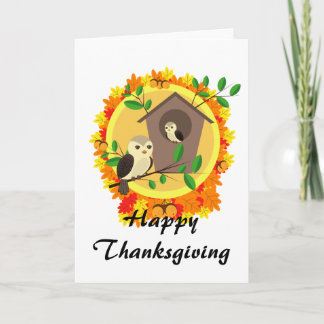 Autumn Owls Thanksgiving Kaart