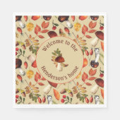 Autumn paddenstoelen gepersonaliseerd papier serve servet (Voorkant)