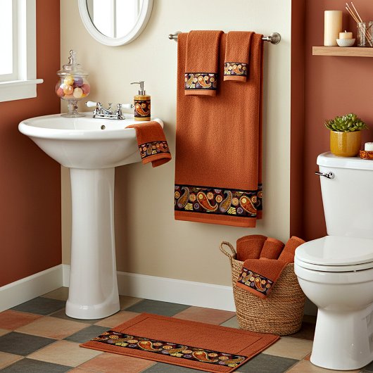 Autumn paisley border bad handdoek