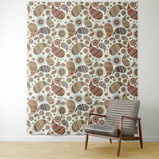 Autumn Paisley Pattern Wall Tapestry Wandkleed (In situ)