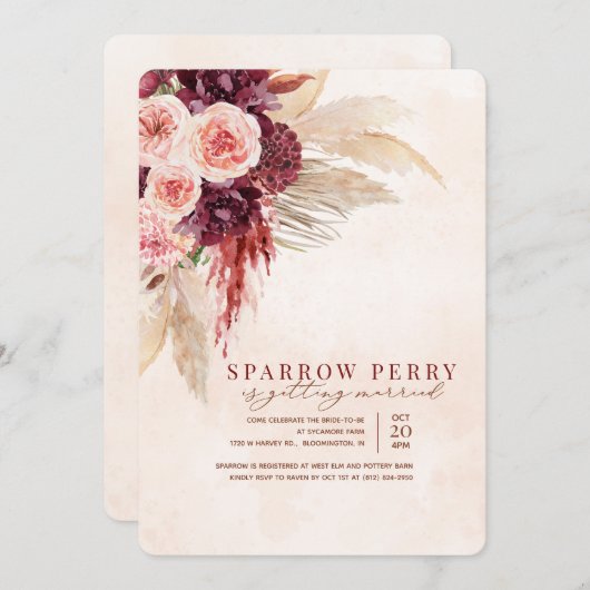 Autumn Pampas Grass Bridal Shower Kaart (Voorkant / Achterkant)