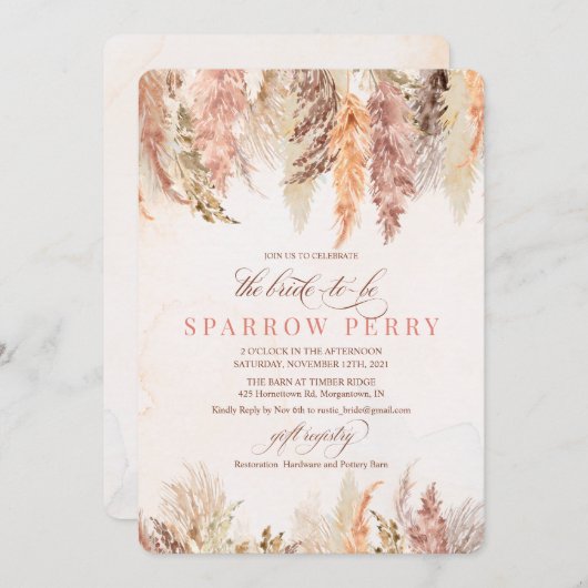 Autumn Pampas Grass Bridal Shower Kaart (Voorkant / Achterkant)