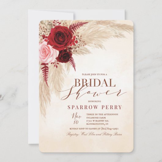 Autumn Pampas Grass Bridal Shower Kaart (Voorkant)