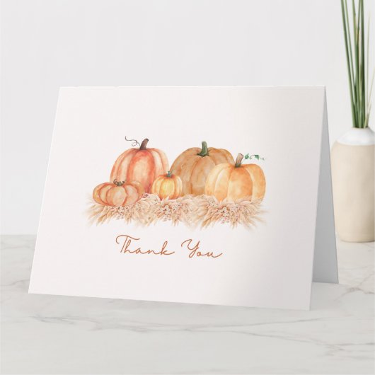 Autumn Pampas Grass Thank You Card | Neutral Boho Bedankkaart (Voorkant)