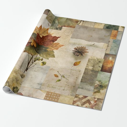 Autumn Paper Collage 03 Cadeaupapier (Uitgerold)