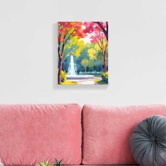 Autumn Park Fall Foliage Watercolor Canvas Afdruk (Insitu (Woonkamer))