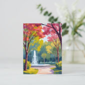 Autumn Park Herfst Foliage Waterverf Briefkaart (Staand voorkant)
