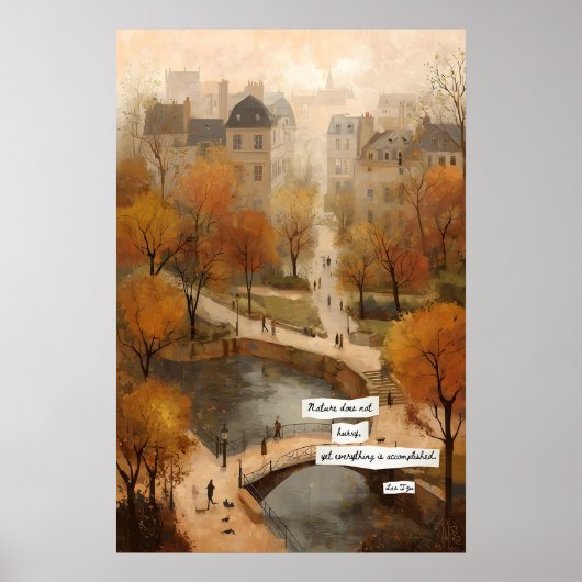 Autumn Park Path Poster  Bridge, Pond, Literary (Voorkant)