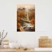 Autumn Park Path Poster  Bridge, Pond, Literary (Keuken)