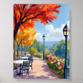 Autumn Park Stroll Watercolor Fall Foliage Art Poster (Voorkant)