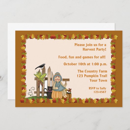 Autumn Party Kaart (Voorkant / Achterkant)