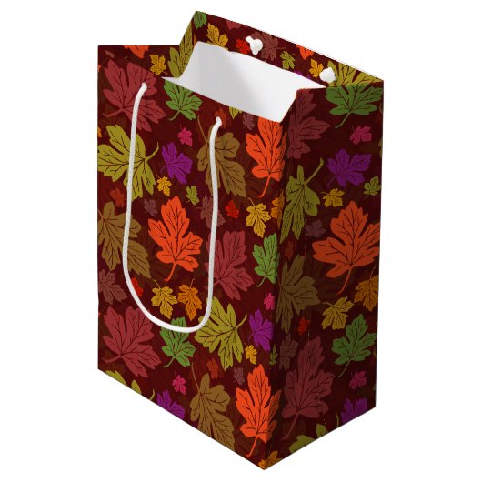 Autumn Party Maple Leaf Pattern Medium Cadeauzakje (Voorkant Gekanteld)