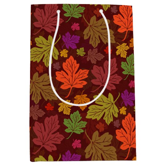 Autumn Party Maple Leaf Pattern Medium Cadeauzakje (Voorkant)