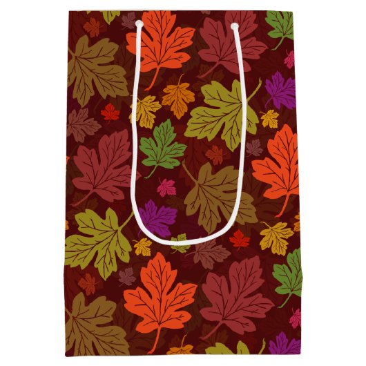 Autumn Party Maple Leaf Pattern Medium Cadeauzakje (Achterkant)
