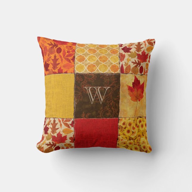Autumn Patchwork Monogram Kussen (Voorkant)