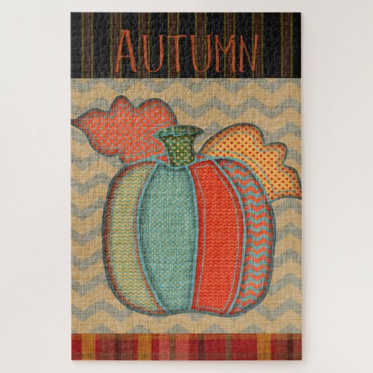 Autumn Patchwork Pumpkin Legpuzzel (Verticaal)