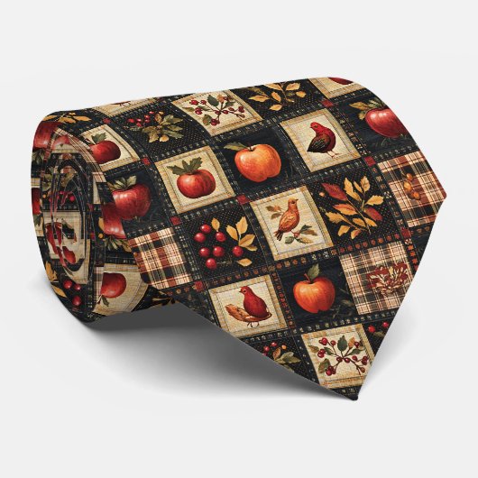 Autumn Patchwork Stropdas (Opgerold)