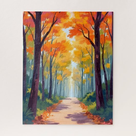 Autumn Path Fall Foliage Painting Legpuzzel (Verticaal)