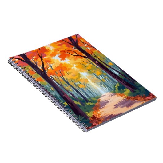 Autumn Path Fall Foliage Painting Notitieboek (Rechterzijde)