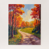 Autumn Path | Red Foliage Nature Landscape Legpuzzel (Verticaal)