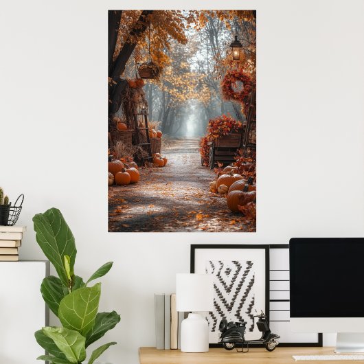 Autumn Pathway-Poster Poster (Thuiskantoor)