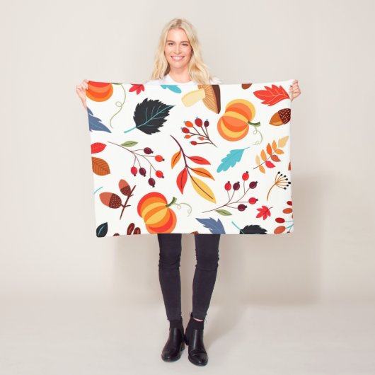 Autumn Pattern Baby Fleece Blanket Gift (In situ)