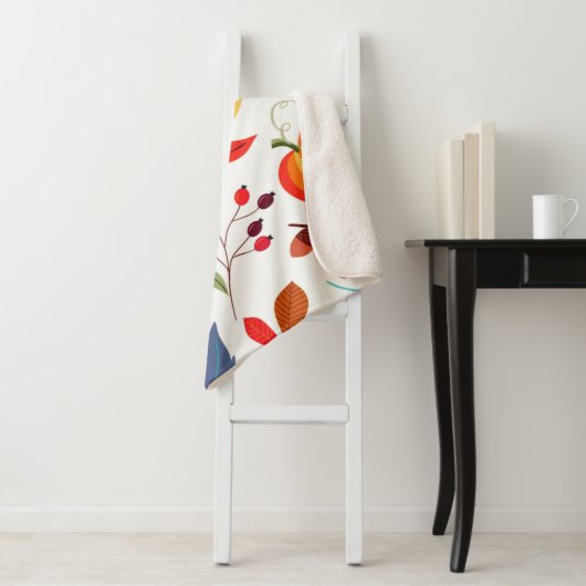 Autumn Pattern Sherpa Blanket Deken (In situ)