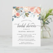 Autumn Peach Floral Curly Script Vrijgezellenfeest Kaart (Staand voorkant)