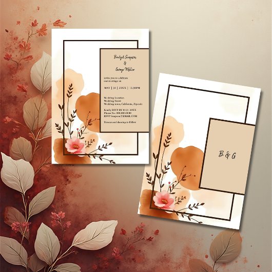 Autumn Peach Floral Waterverf Lijst