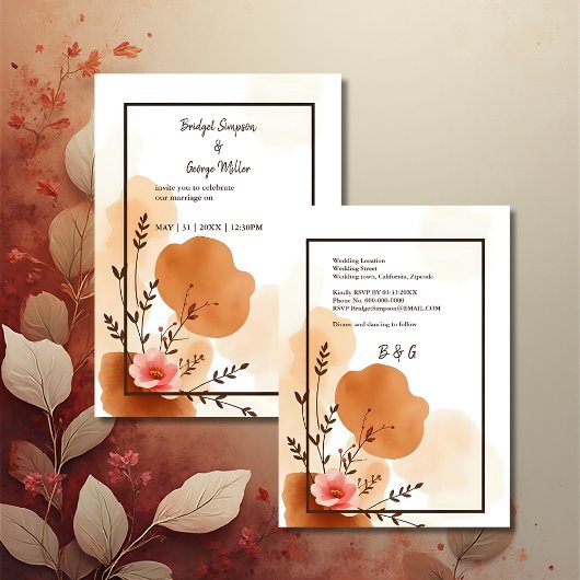 Autumn Peach Floral Waterverf Lijst