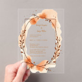 Autumn Peach groen Waterverf Lijst Acryl Uitnodigingen (Insitu (Draagbaar))