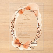 Autumn Peach groen Waterverf Lijst Acryl Uitnodigingen (Voorkant)