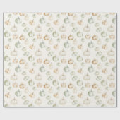 Autumn Peach Mint Pumpkins Cadeaupapier (Vlak)