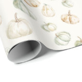 Autumn Peach Mint Pumpkins Cadeaupapier (Rol Hoek)