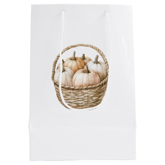 Autumn Peach Mint Pumpkins  Medium Cadeauzakje (Achterkant)