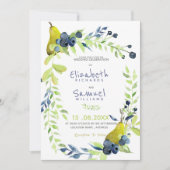 Autumn Pear Berries Floral Rustic Custom Wedding Kaart (Voorkant)