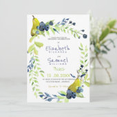 Autumn Pear Berries Floral Rustic Custom Wedding Kaart (Staand voorkant)