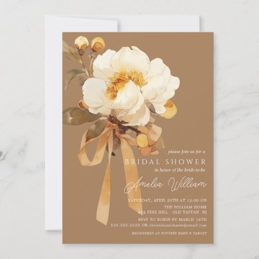 Autumn Peony Floral Vrijgezellenfeest Kaart (Voorkant)