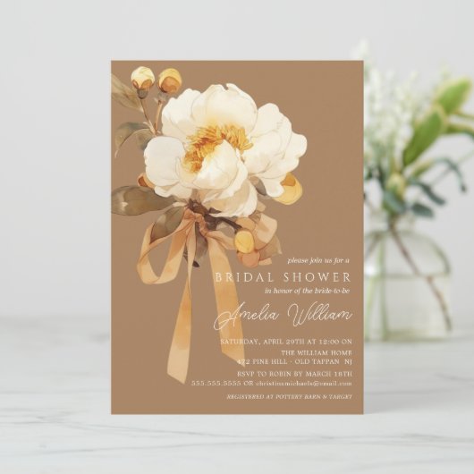 Autumn Peony Floral Vrijgezellenfeest Kaart (Staand voorkant)