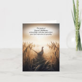 Autumn Pheasant Sympathy Thank You Card Kaart (Voorkant)