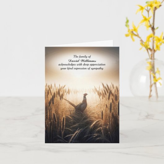 Autumn Pheasant Sympathy Thank You Card Kaart (Gele Bloem)