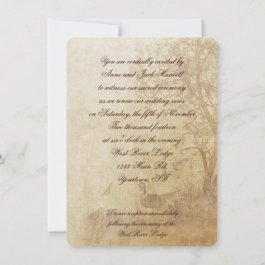 Autumn Pheasant Vow Renewal Kaart (Achterkant)