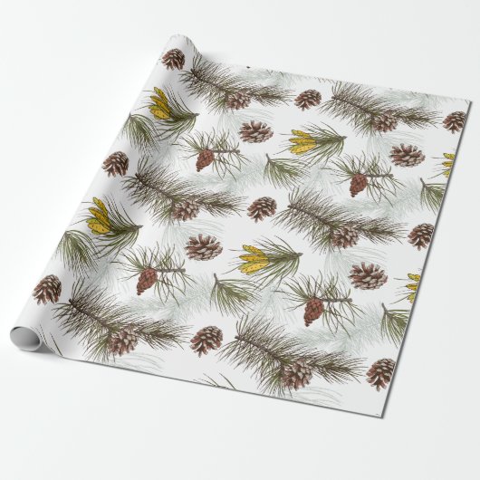 Autumn Pine Cones Cadeaupapier (Uitgerold)