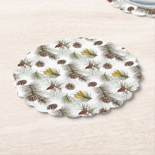 Autumn Pine Cones Kartonnen Onderzetters (Gekanteld)
