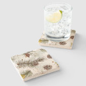 Autumn Pine Cones Stenen Onderzetter (Zijkant)