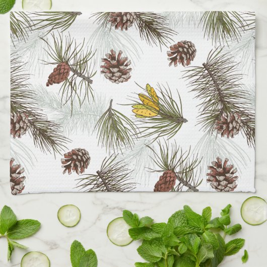 Autumn Pine Cones Theedoek (Gevouwen)